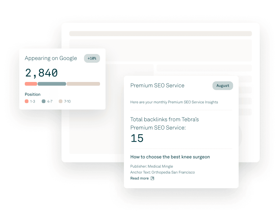 Tebra — Practice marketing insights and SEO reporting view screenshot