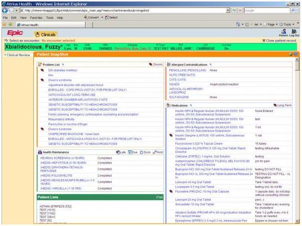 Epic EHR provider workspace screenshot